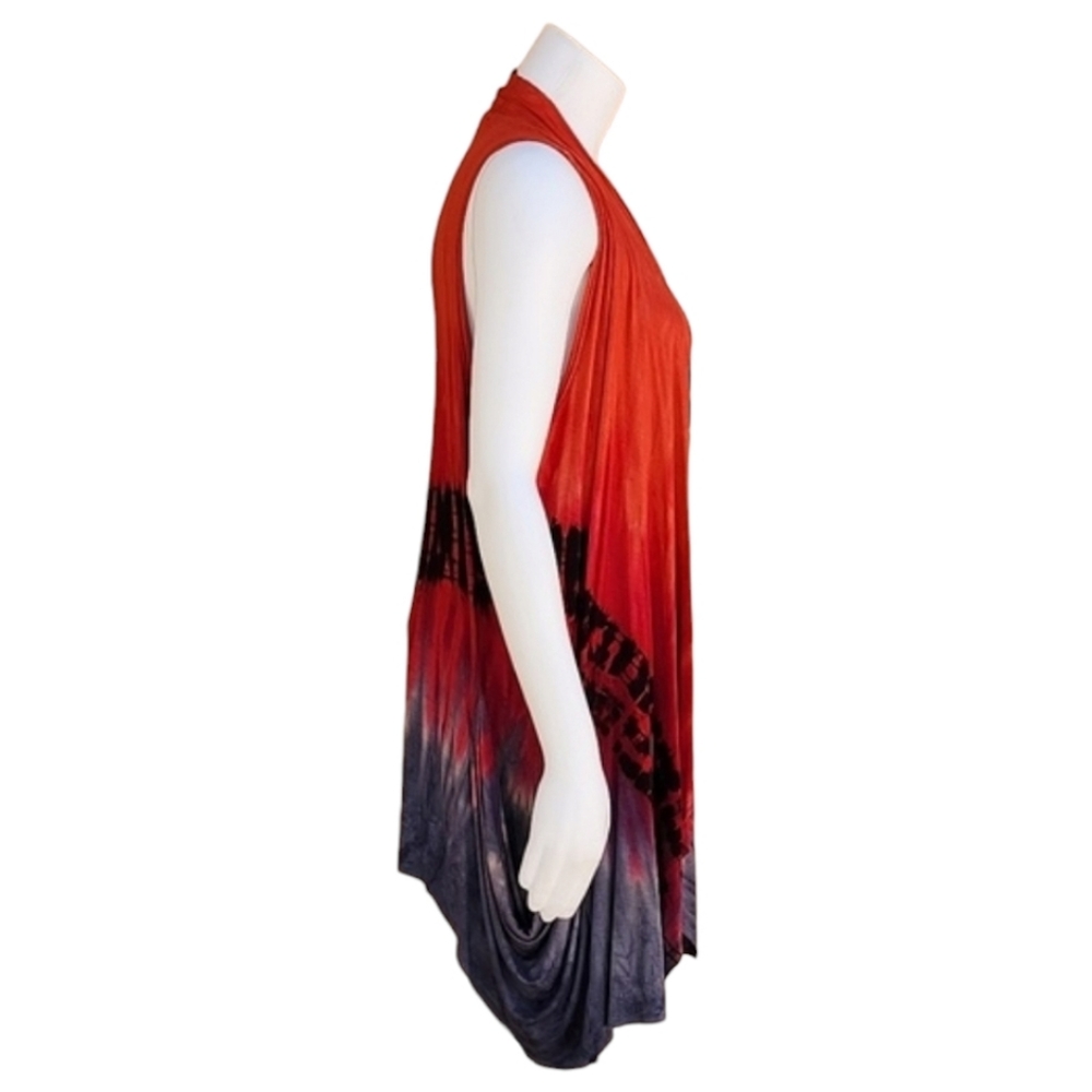 ART OF CLOTH VINTAGE Tie Dye Ombre Vest M L Sleeveless Cardigan Tunic Lagenlook - Picture 7 of 16